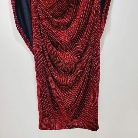 SL NY Red Sparkle Drape Dress - Picture 8 of 16